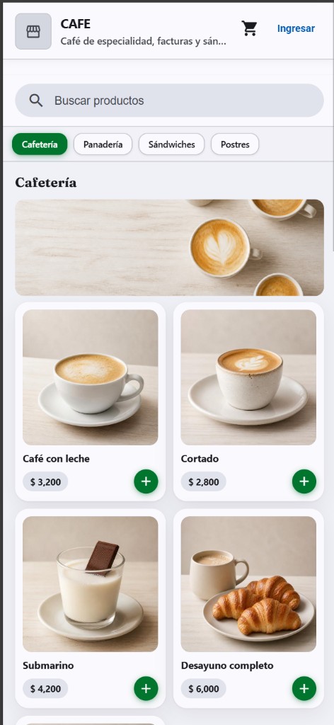 Tienda de cafetería con café, facturas y sándwiches