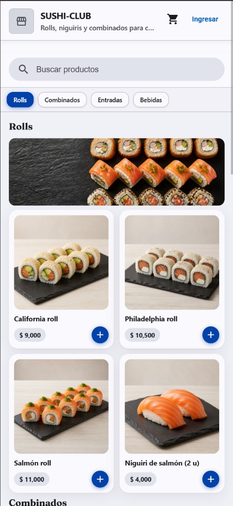 Tienda de sushi con rolls, combinados y entradas